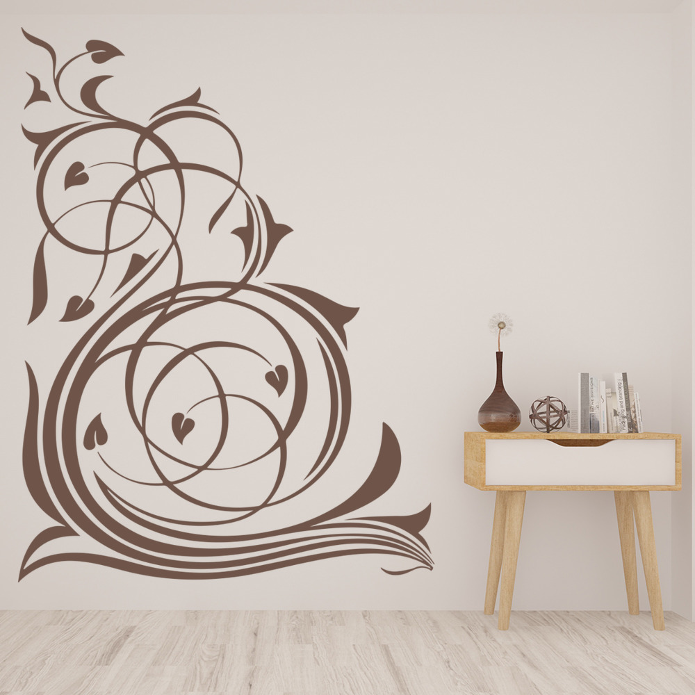 Swirl Leaf Floral Corner Wall Sticker