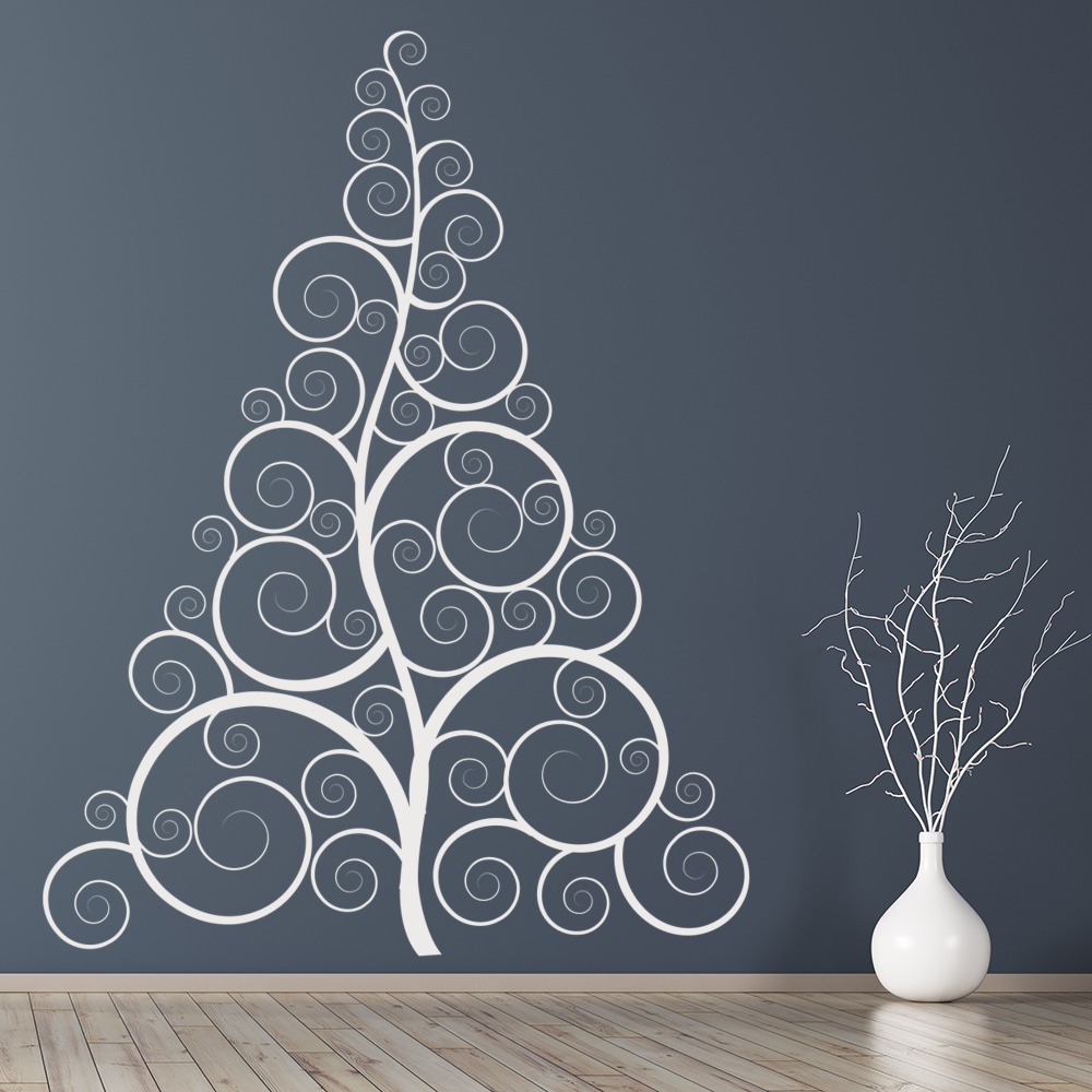 Swirl Christmas Tree Wall Sticker - Mod5