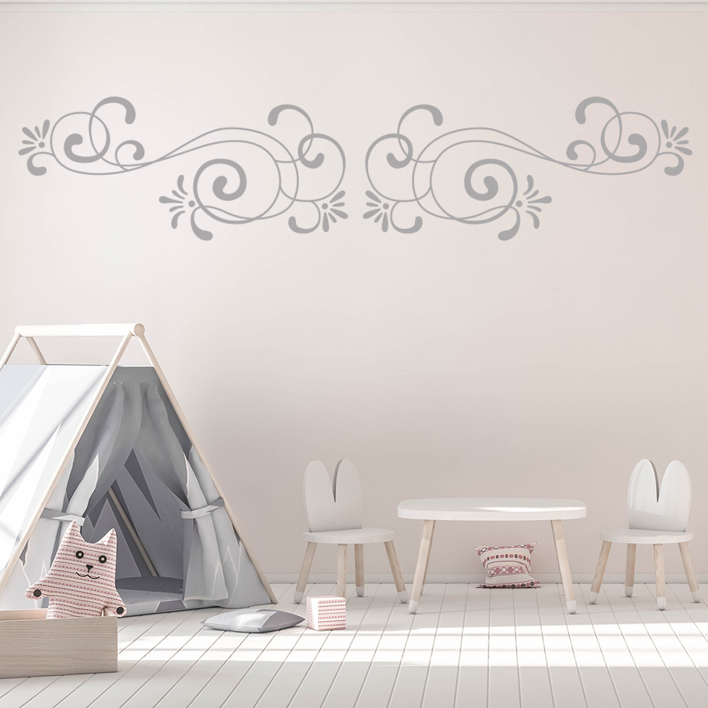 Symmetrical Swirl Headboard Wall Sticker - Mod6