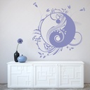 Yin And Yang Floral Design Wall Sticker