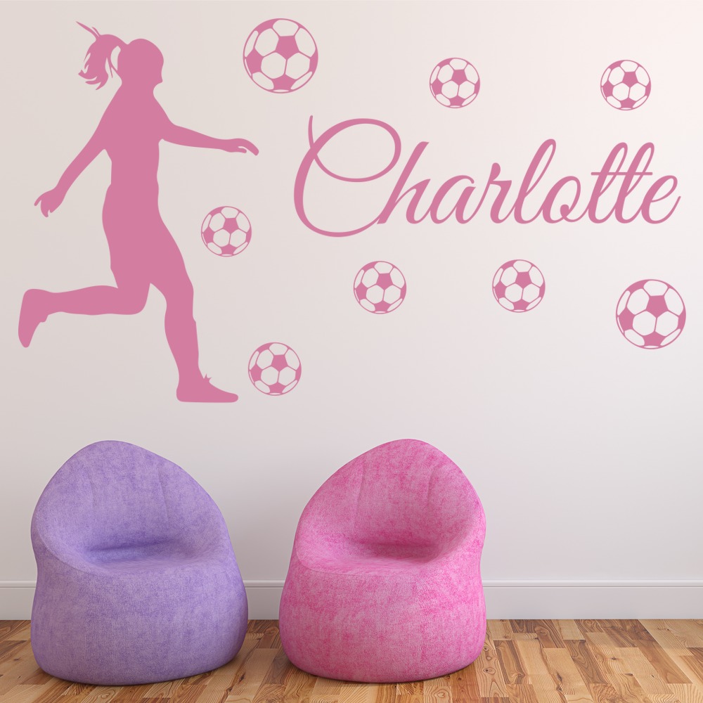 Personalised Girls Football Sports Wall Sticker