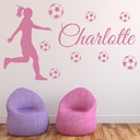 Personalised Girls Football Sports Wall Sticker