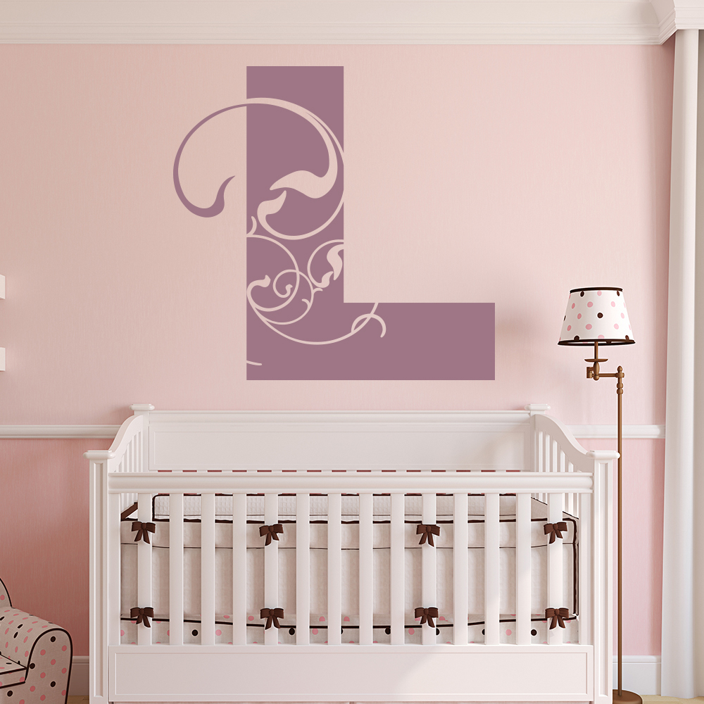 Personalised Letter Swirl Design Wall Sticker