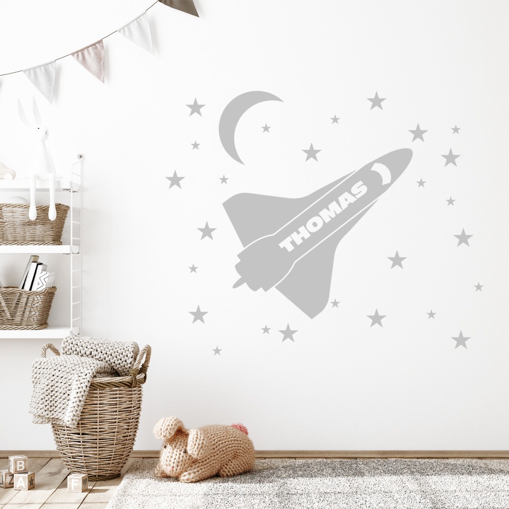 Personalised Moon Stars Space Rocket Wall Sticker