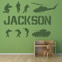 Personalised Name Army Scene Wall Sticker - Mod4