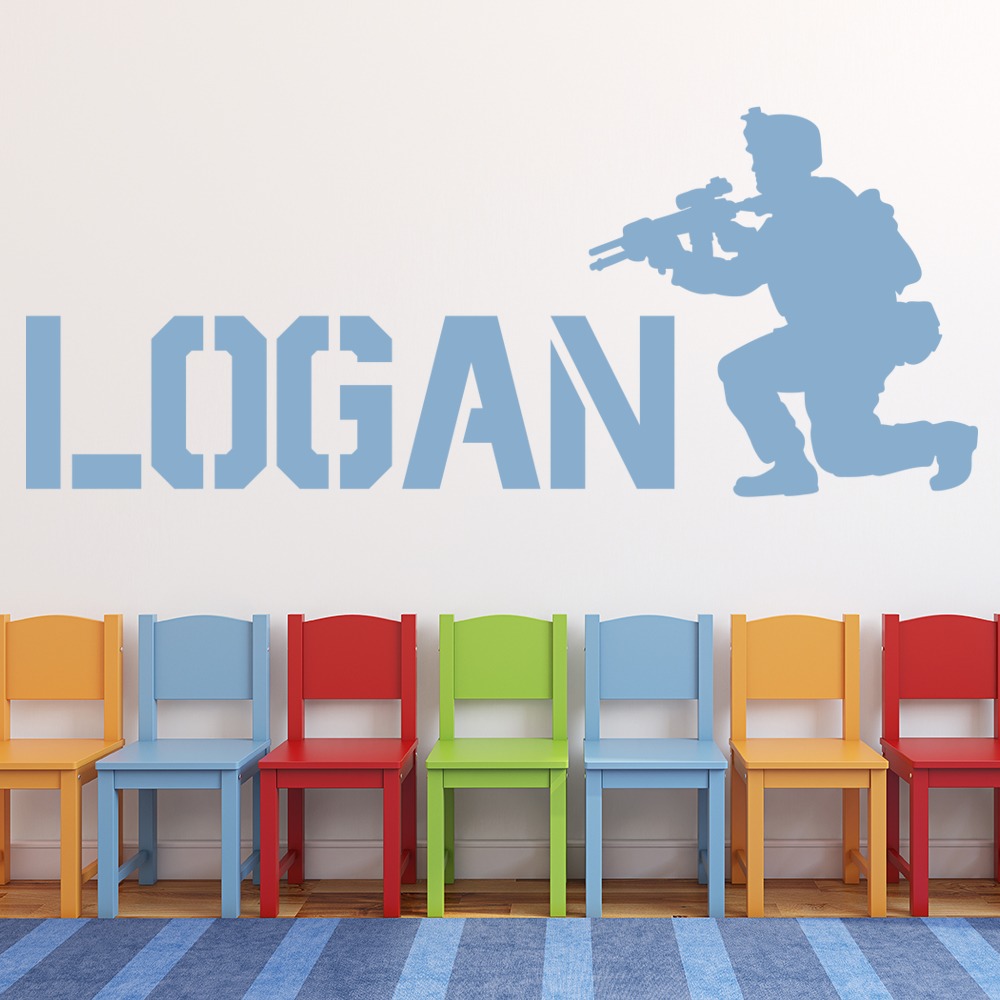 Personalised Name Army Soldier Wall Sticker