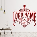 Personalised Name Barber Shop Logo Wall Sticker