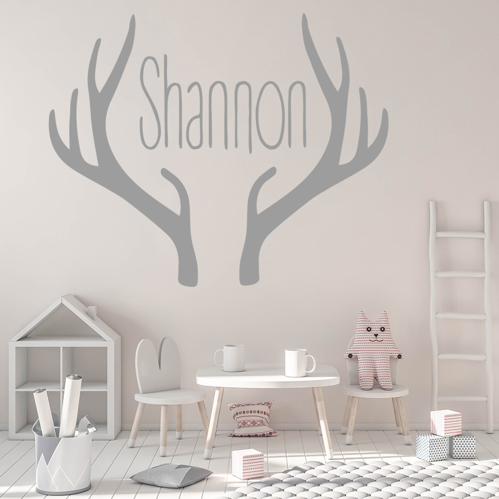 Personalised Name Deer Antler Wall Sticker