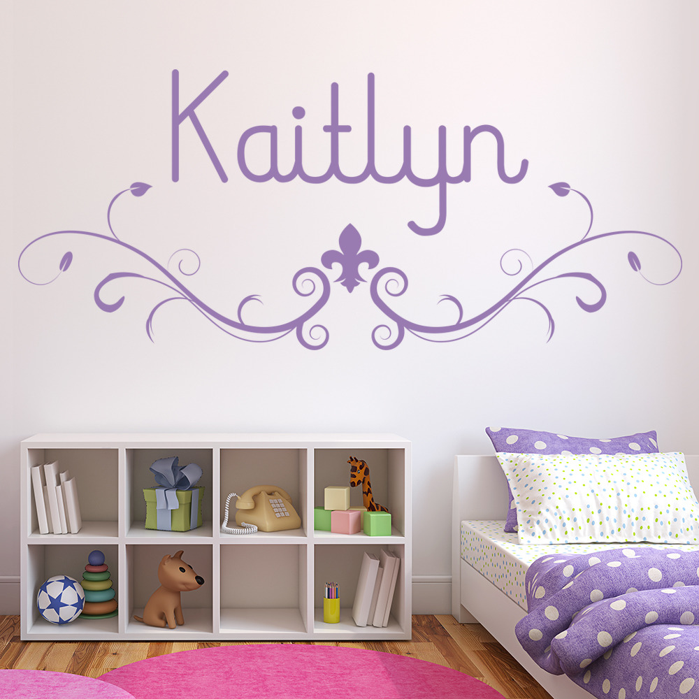 Personalised Name Fleur De Lis Wall Sticker