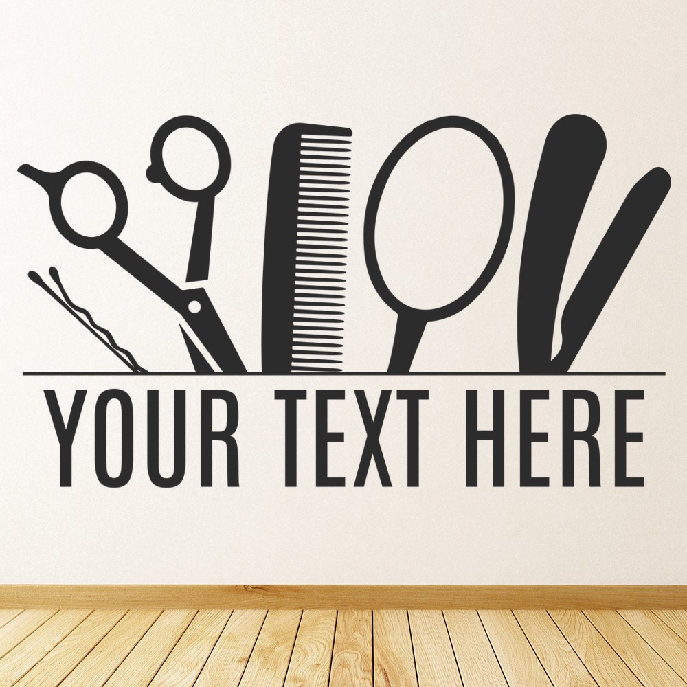 Personalised Name Hair Salon Barbers Wall Sticker