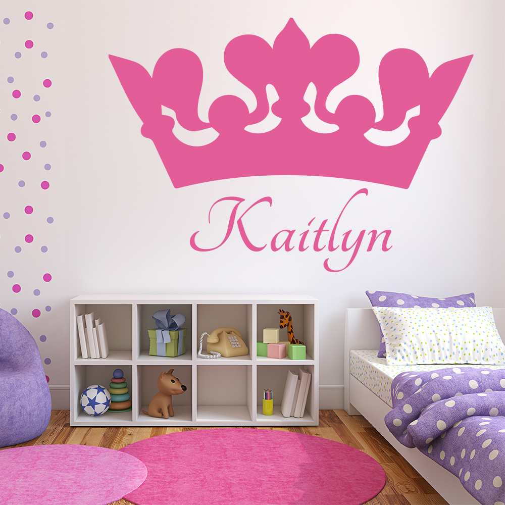 Personalised Name Princess Crown Wall Sticker - Mod5