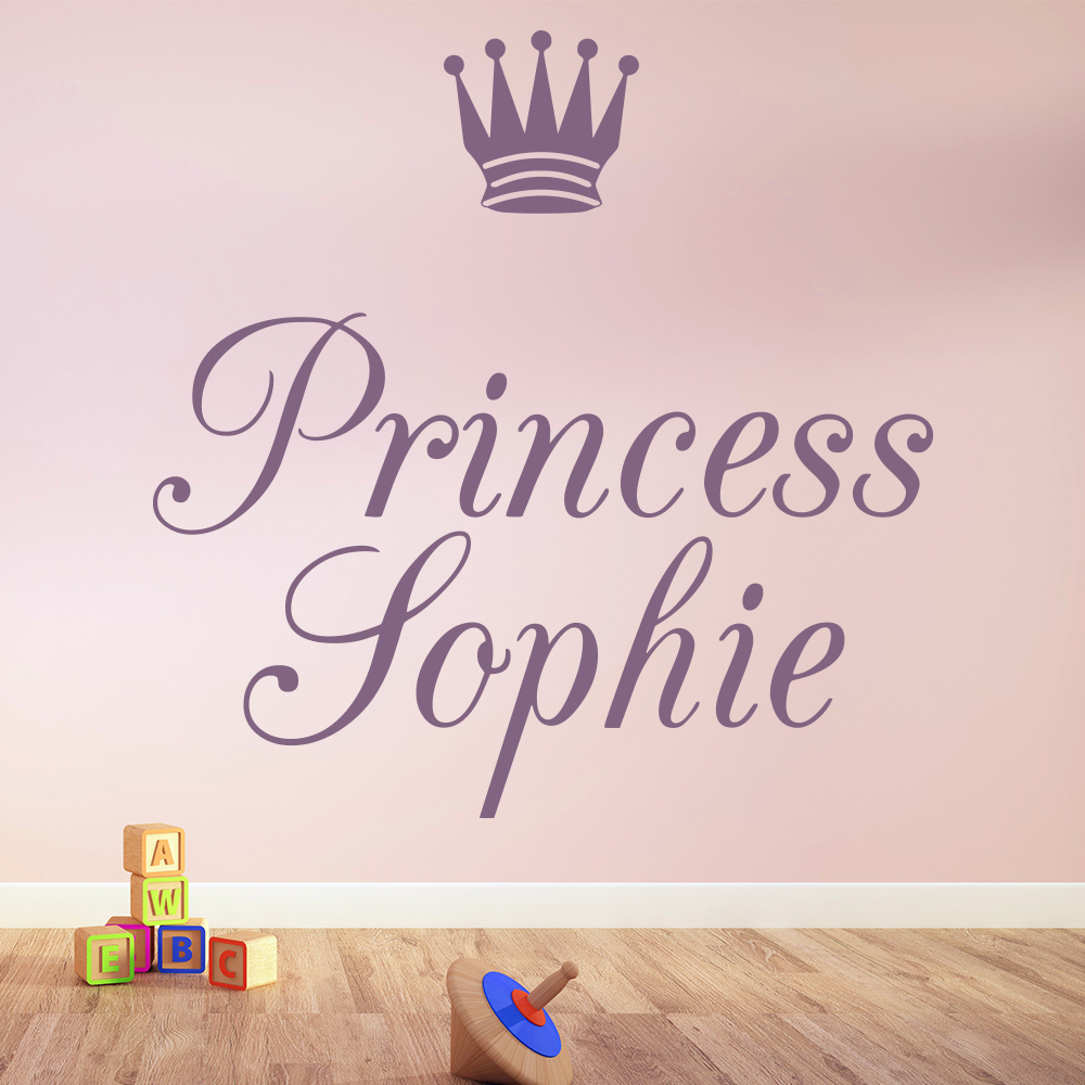 Personalised Name Princess Crown Wall Sticker - Mod7