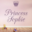 Personalised Name Princess Crown Wall Sticker - Mod7