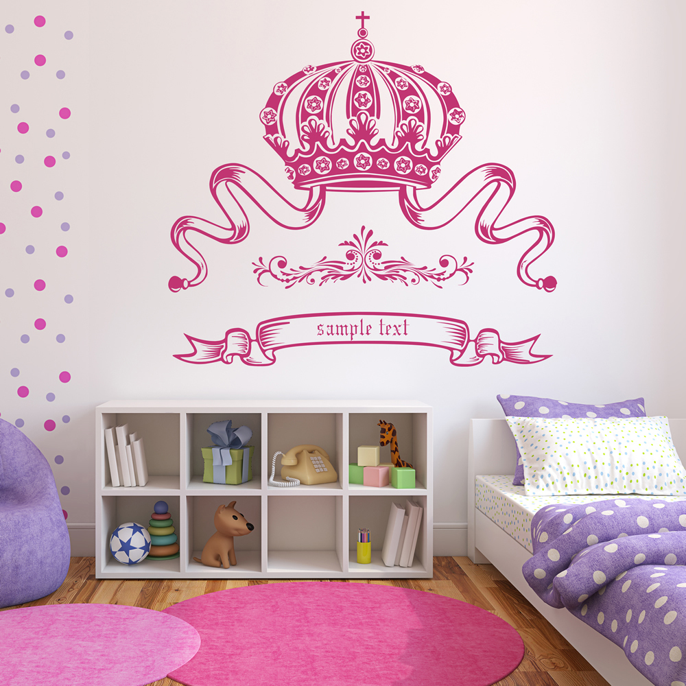 Personalised Name Princess Crown Wall Sticker - Mod6