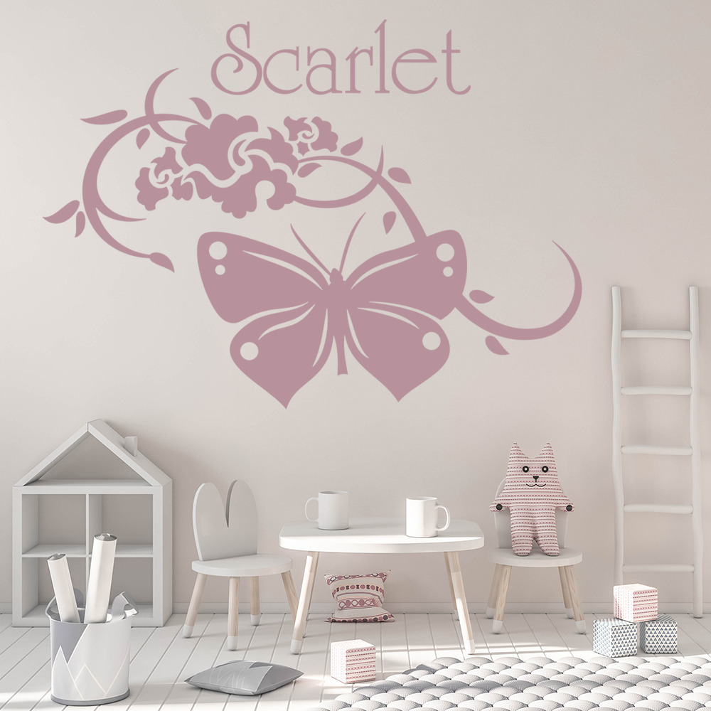 Personalised Name Swirl Butterfly Wall Sticker