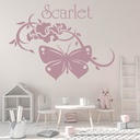 Personalised Name Swirl Butterfly Wall Sticker