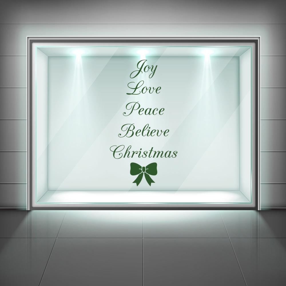 Love Joy Peace Christmas Tree Quote Window Sticker