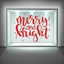 Merry & Bright Christmas Quote Window Sticker