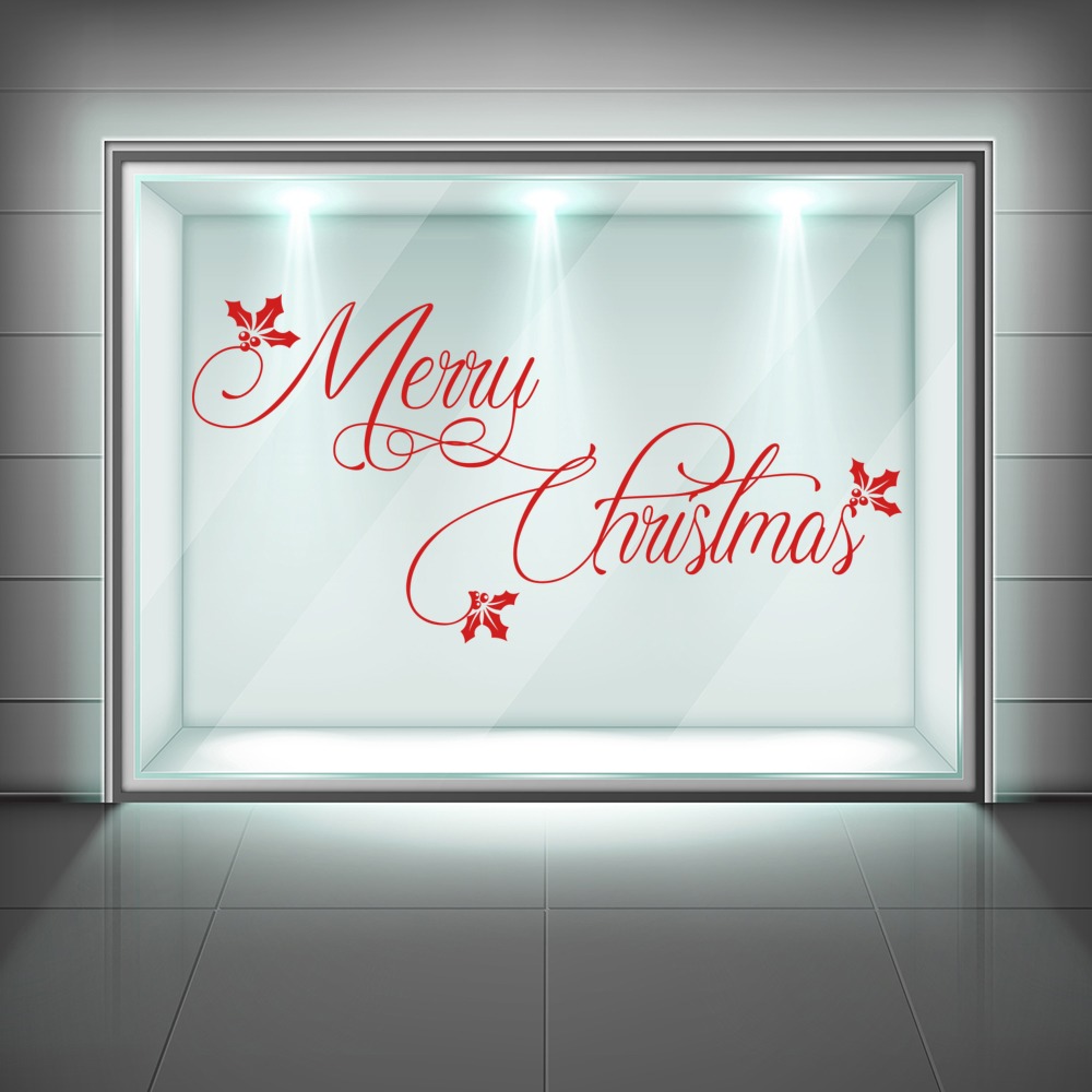 Merry Christmas Festive Holly Window Sticker