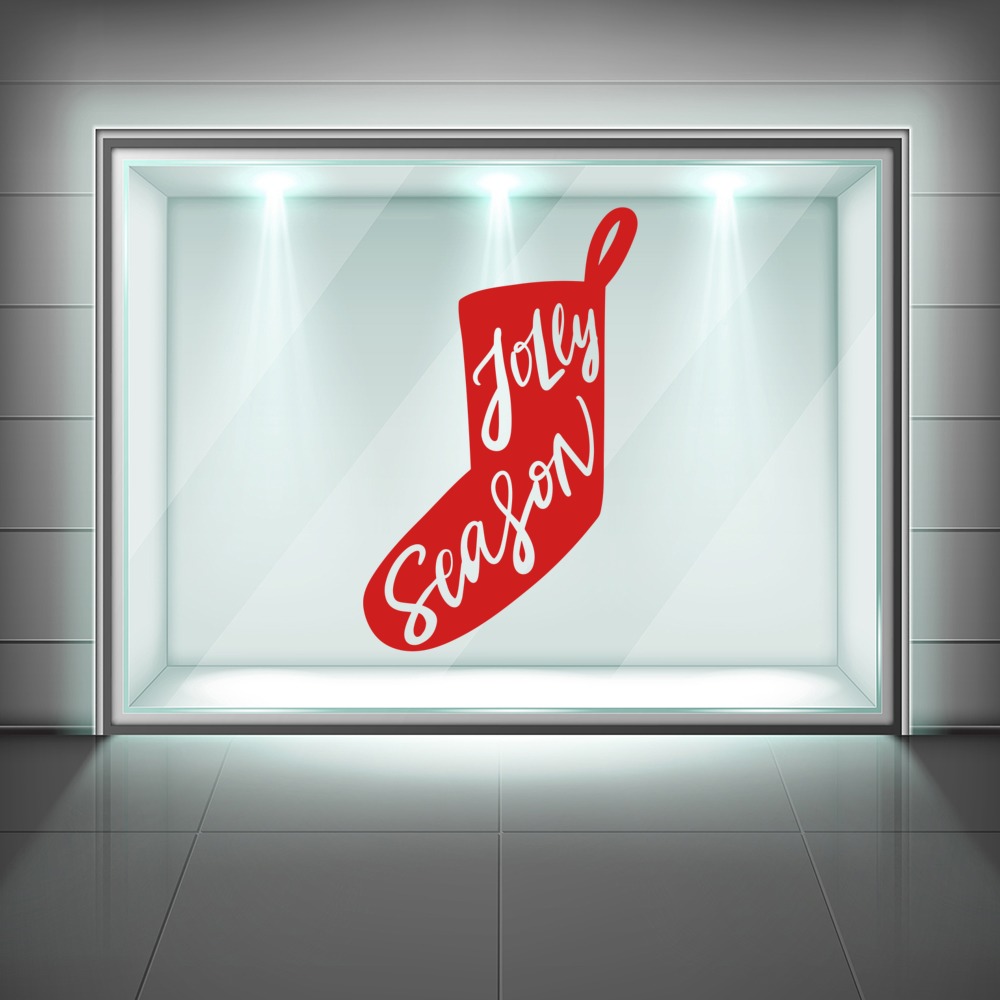 Jolly Season Christmas Stocking Window Sticker