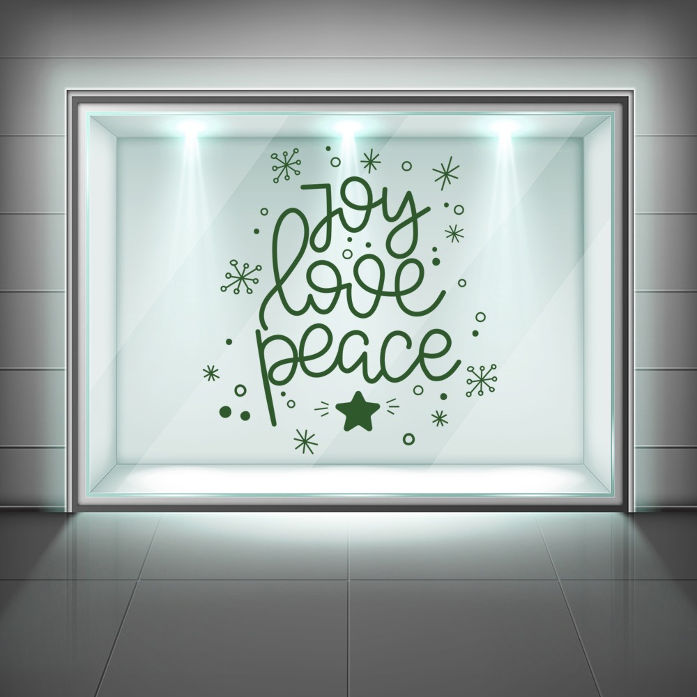 Joy Love Peace Christmas Snowflake Design Window Sticker