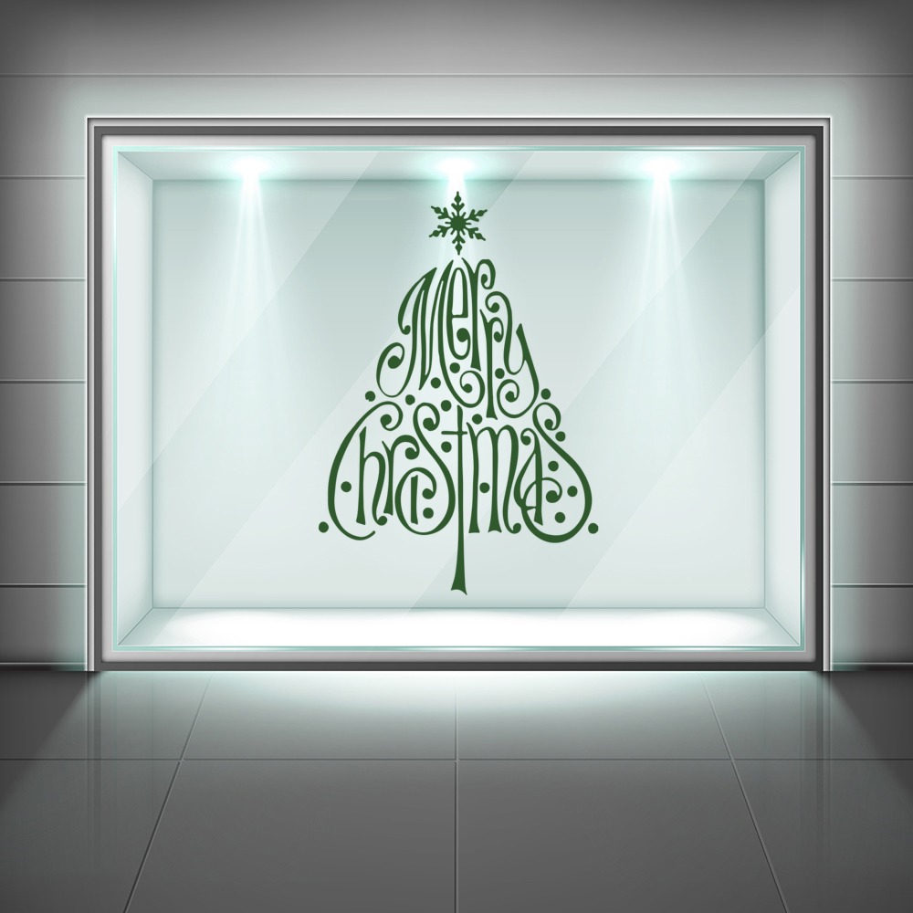 Merry Christmas Tree Window Sticker