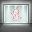 Snowman & Robin Christmas Window Sticker