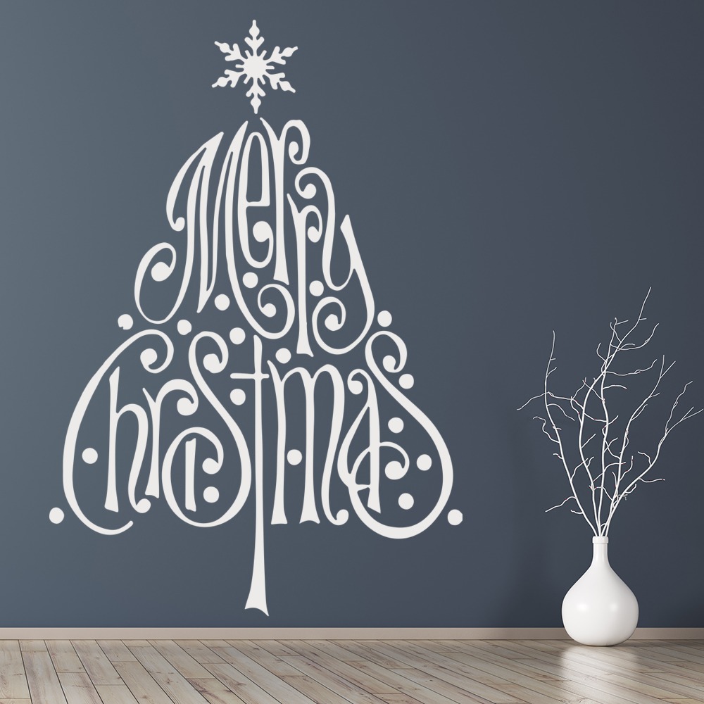 Merry Christmas Tree Wall Sticker - Mod4
