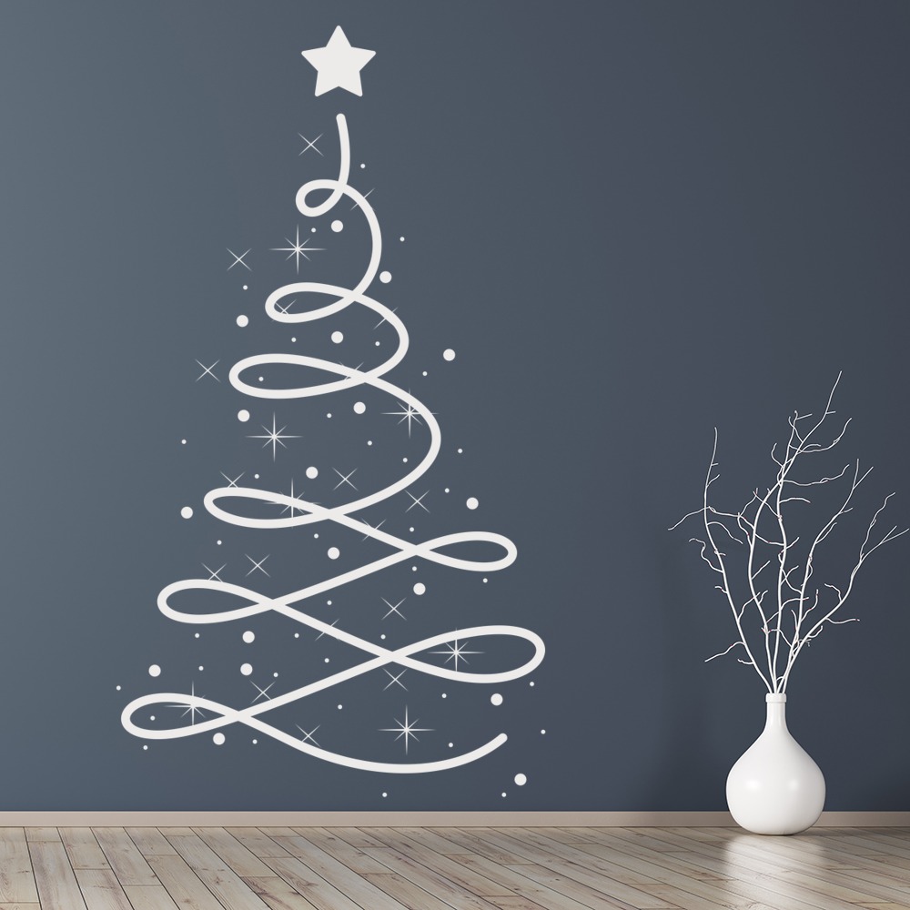 Swirl Christmas Tree Wall Sticker - Mod4
