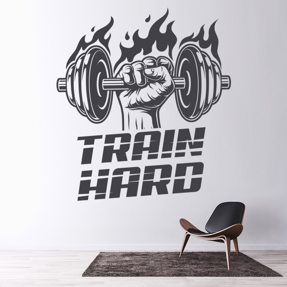 Train Hard Bodybuilder Gym Wall Sticker