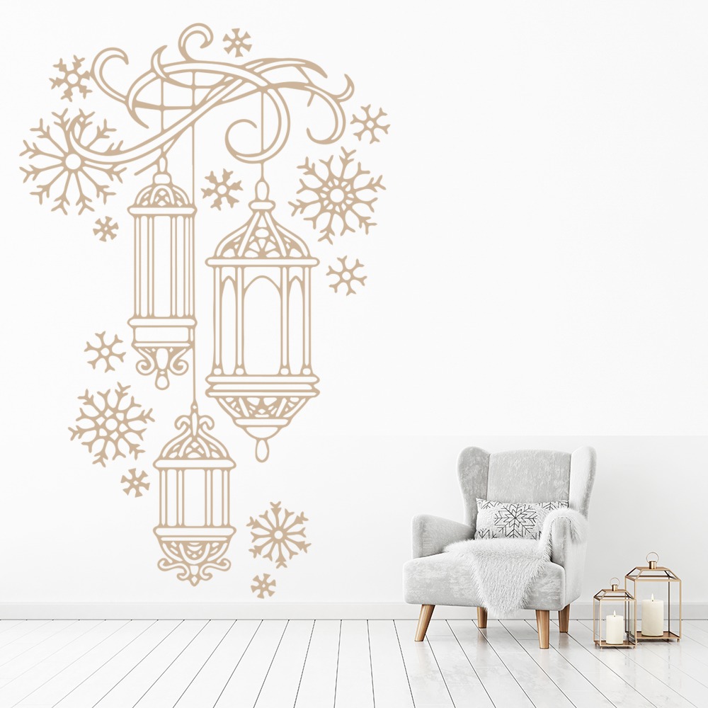 Christmas Lantern Xmas Snowflake Wall Sticker