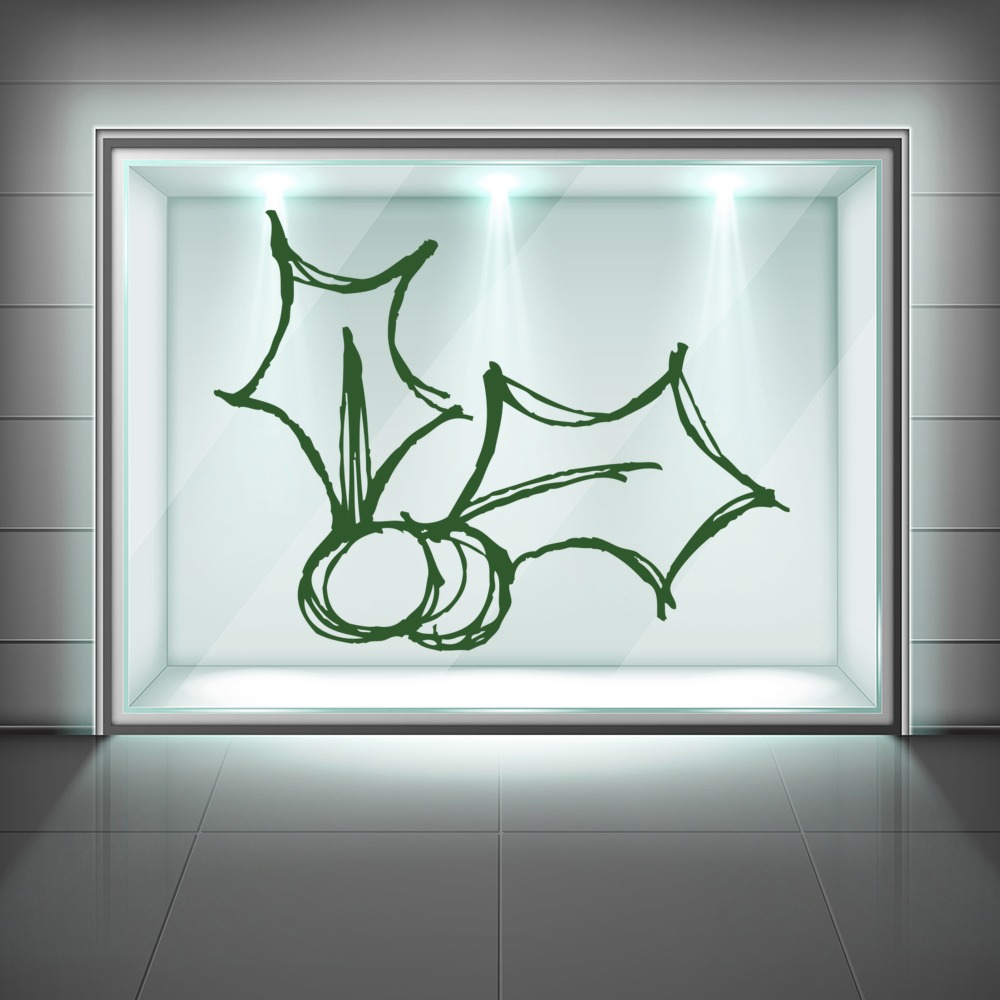 Festive Holly Christmas Window Sticker