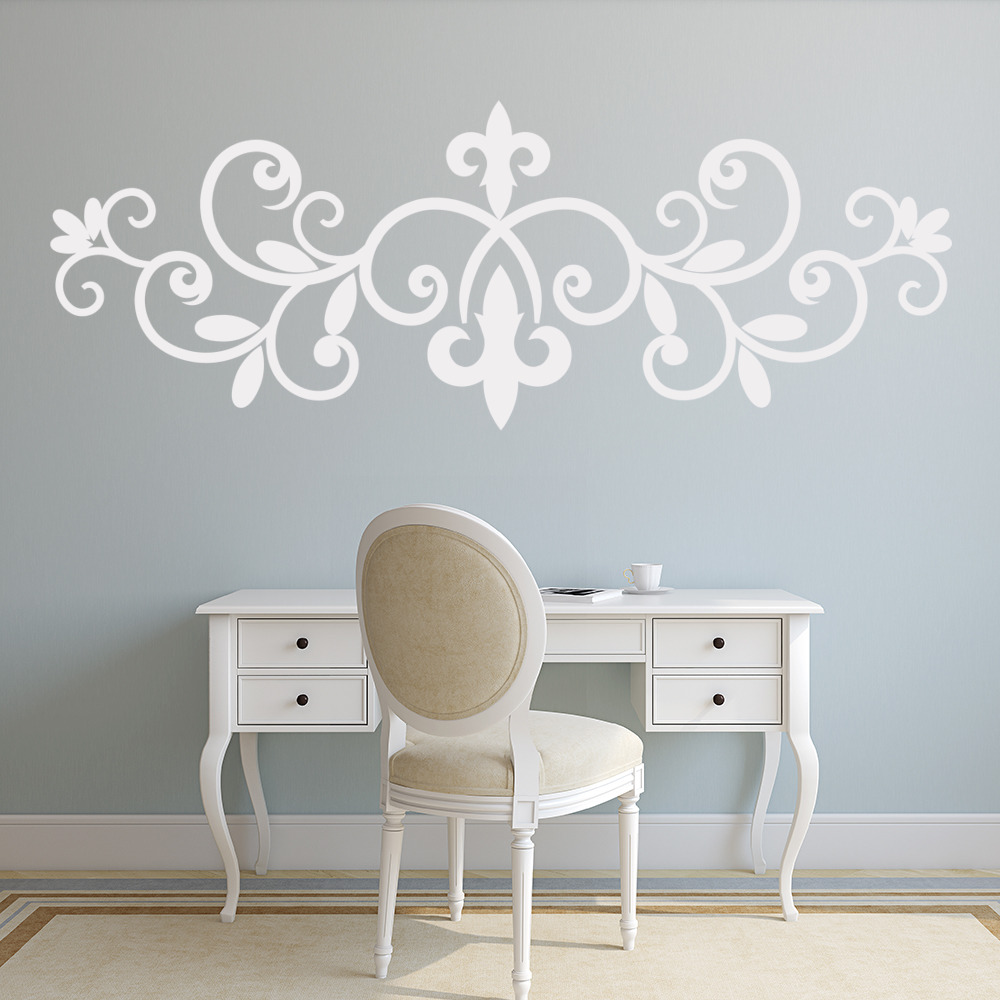 Fleur De Lis Floral Headboard Wall Sticker