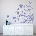 Floral Butterfly Flower Corner Wall Sticker