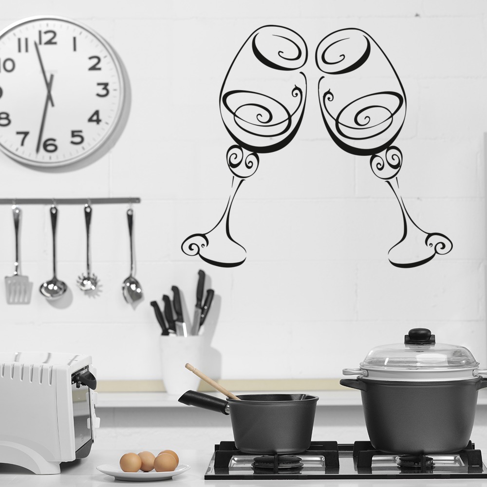 Wine Glasses Kitchen Wall Sticker