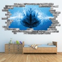 Brain Wave Grey Brick 3D Hole In The Wall Sticker