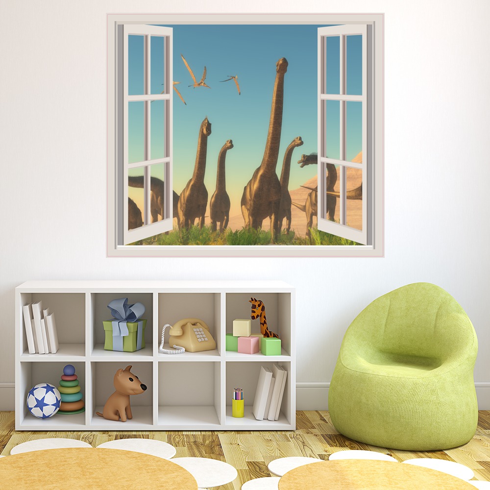 Brachiosaurus Dinosaur 3D Window Wall Sticker
