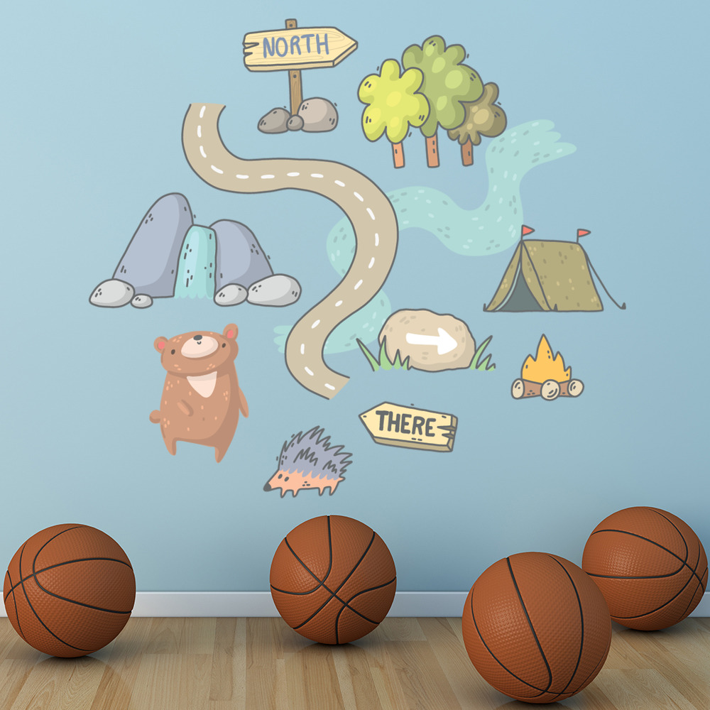 Camping Adventure Forest Animals Wall Sticker Set