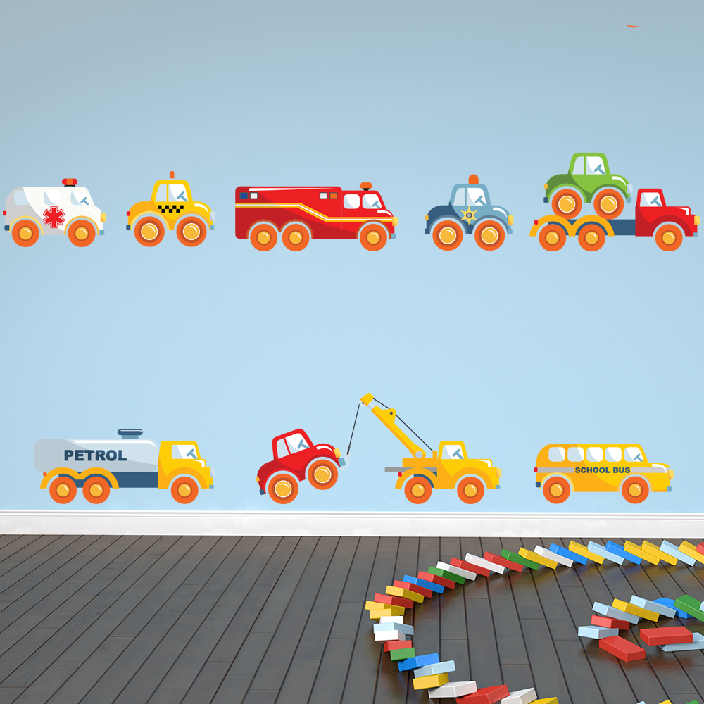 Car Lorry Truck Childrens Wall Sticker Set
