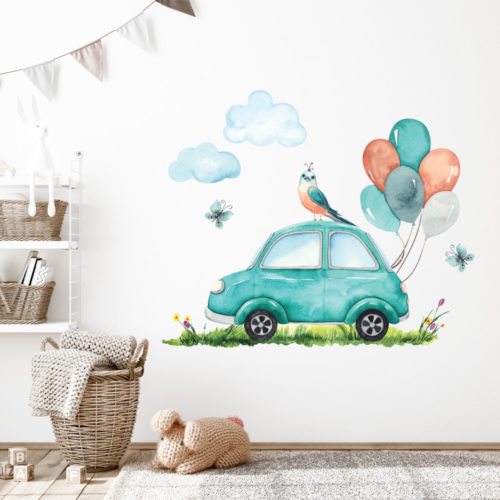Car & Balloons Nursery Wall Sticker