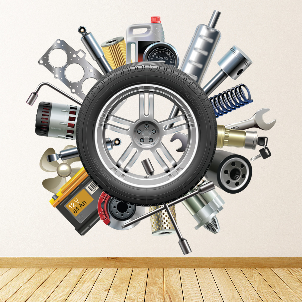 Car Parts Wheel Wall Sticker