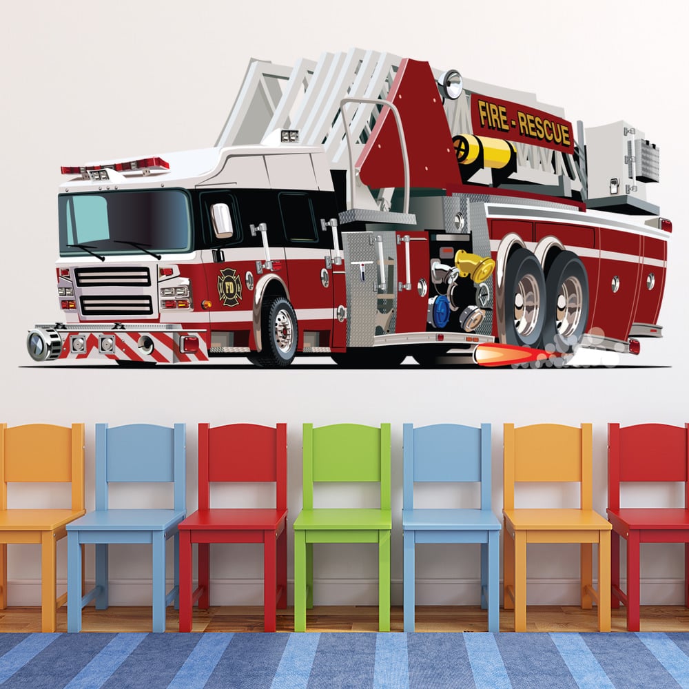 Cartoon Fire Engine Wall Sticker
