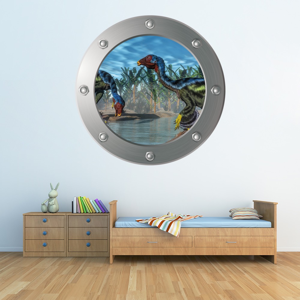 Caudipteryx Dinosaur Porthole Wall Sticker