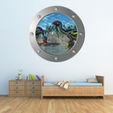 Caudipteryx Dinosaur Porthole Wall Sticker