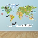 Childrens Animals World Map Wall Sticker