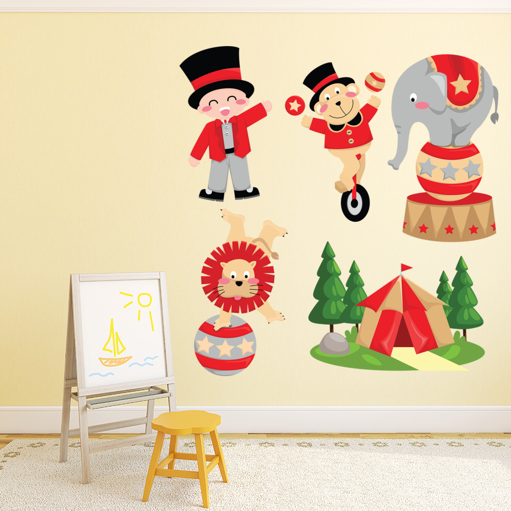 Circus Tent Elephant Animal Wall Sticker Set