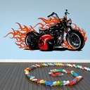 Chopper Motorbike Flames Fire Wall Sticker