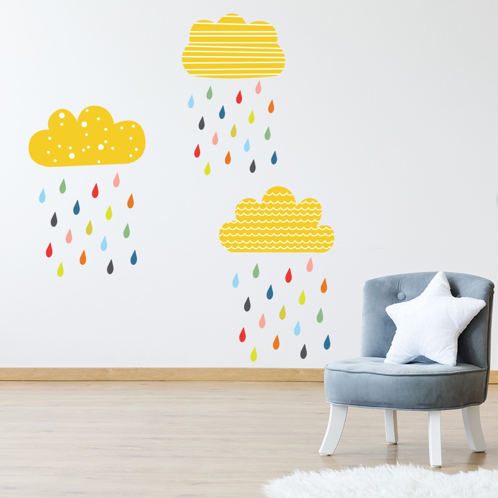 Clouds & Raindrops Nursery Wall Sticker