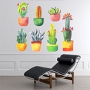 Colourful Cactus Desert Plant Wall Sticker Set