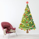 Christmas Tree Red Gold Baubles Wall Sticker